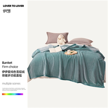 伊伊爱TZ0TK02300164纯色雪貂绒保暖多功能盖毯200*230cm水绿#